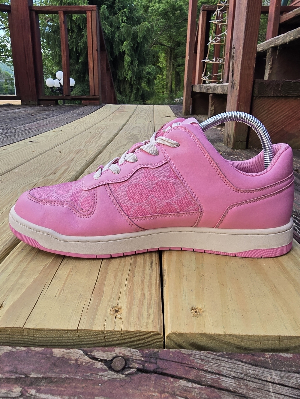 COACH Women's C201 Signature, Low Top Sneakers, Vivid Pink, Sz 8.5B - Picture 9 of 15